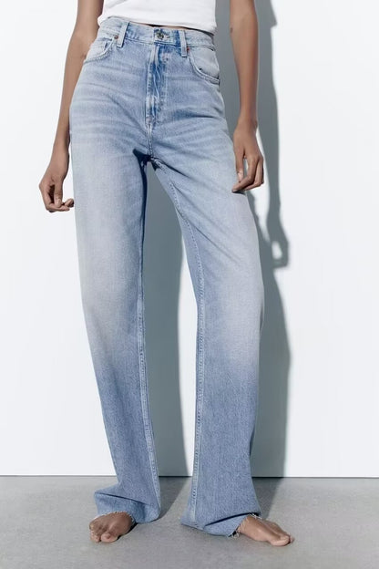 Casual Wide Straight Leg Jeans Pants