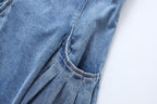 The Parisienne — Pleated Denim Midi Dress