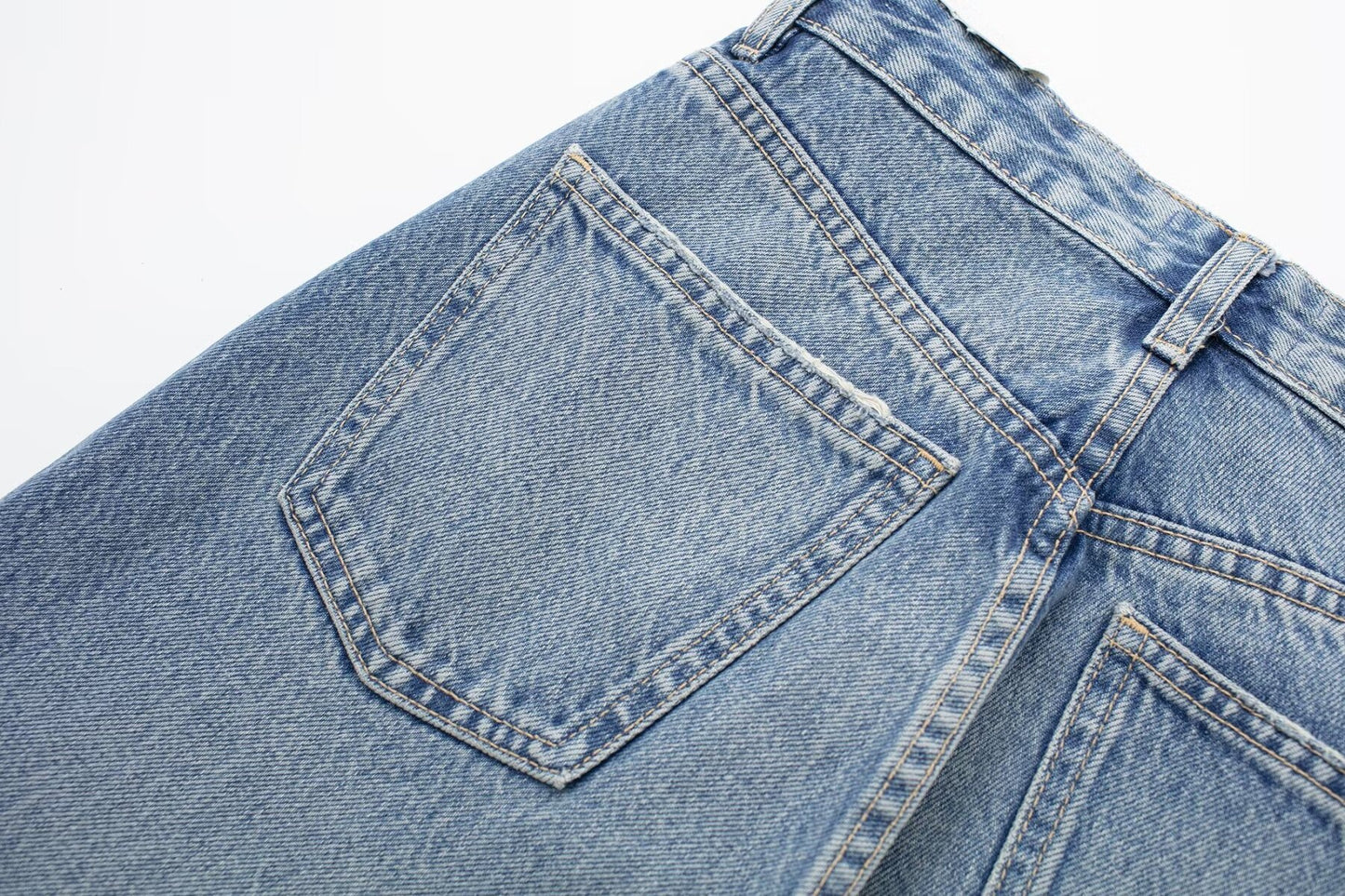 Retro Washed Wide Straight Leg Jeans