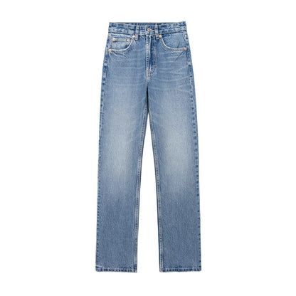 Retro Washed Wide Straight Leg Jeans