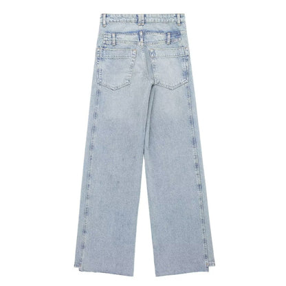 Double Layer Waist Wide Leg Jeans