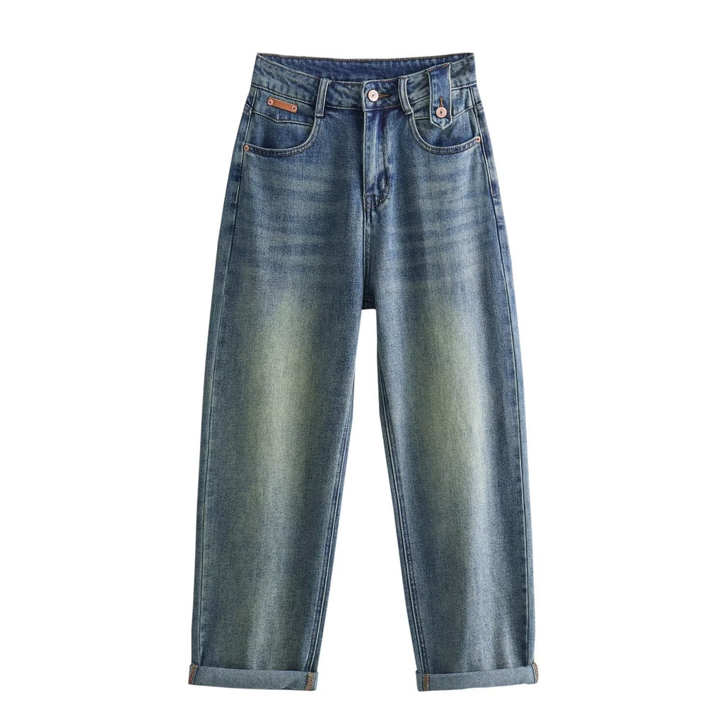 Basic Retro Casual Straight Jeans Pants