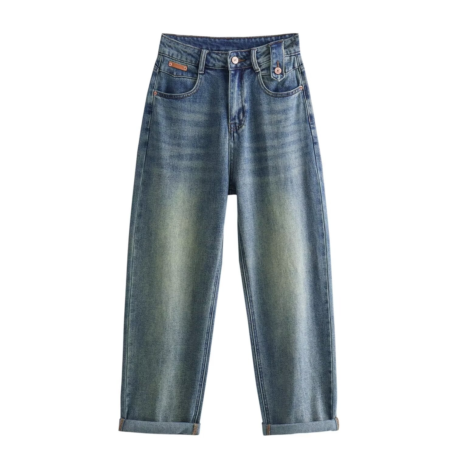 Basic Retro Casual Straight Jeans Pants