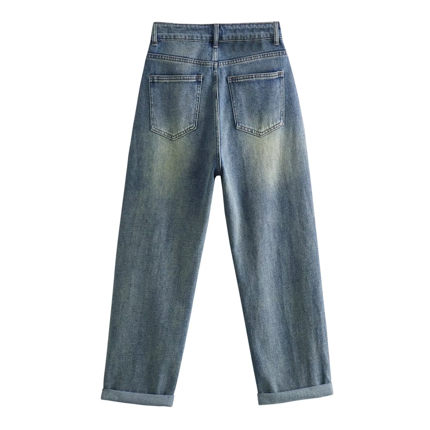 Basic Retro Casual Straight Jeans Pants