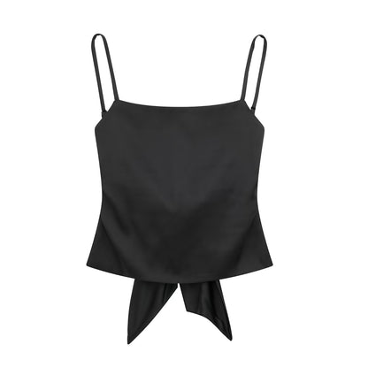 Satin Strap Bow Back Top