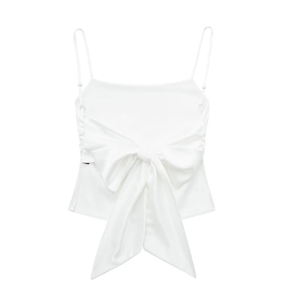 Satin Strap Bow Back Top