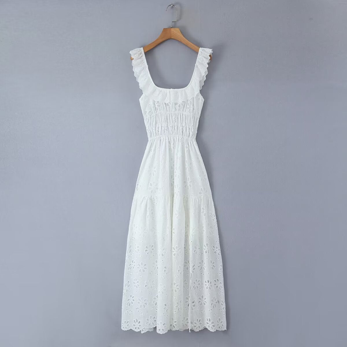 Gentle Elegant White French Dress