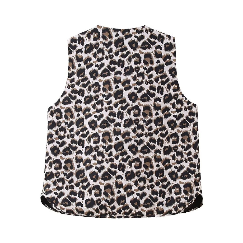 Animal Print Matching Vest