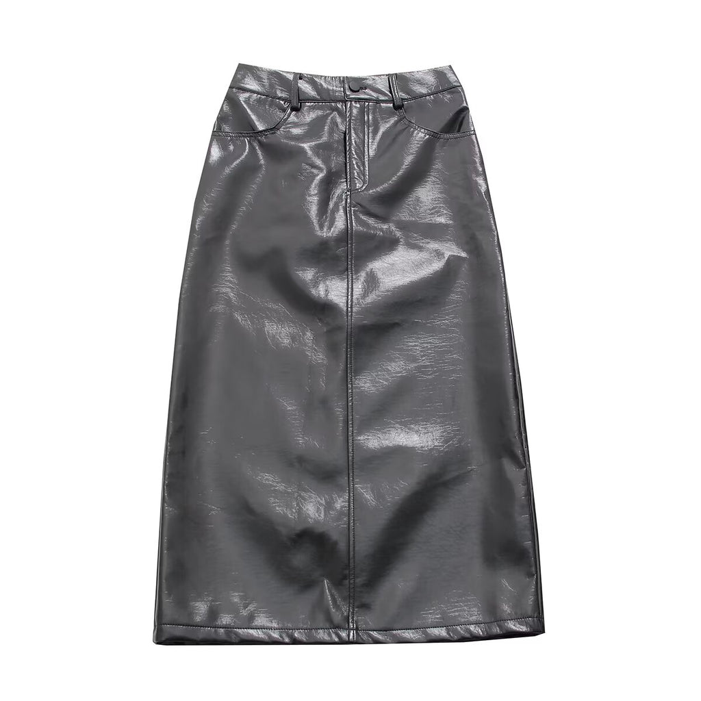 Elegant Leather A Line Sheath Skirt