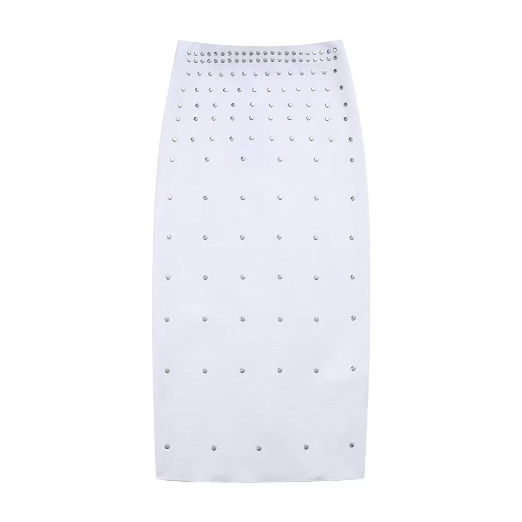 Spring Women Clothing Rivet OrnamentSkirt