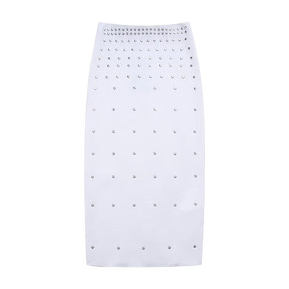 Spring Women Clothing Rivet OrnamentSkirt