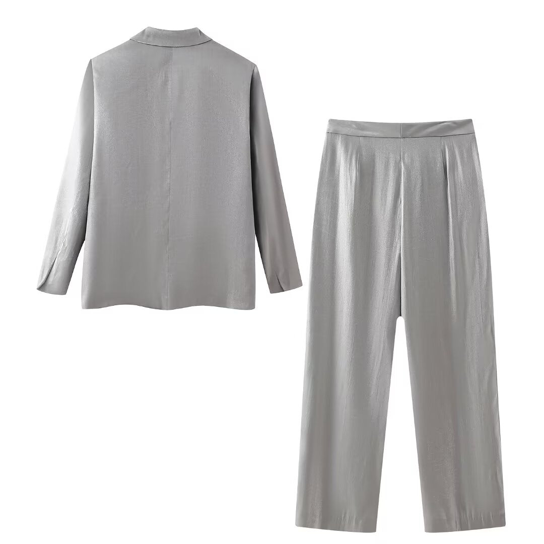 French Metallic Trousers Sets