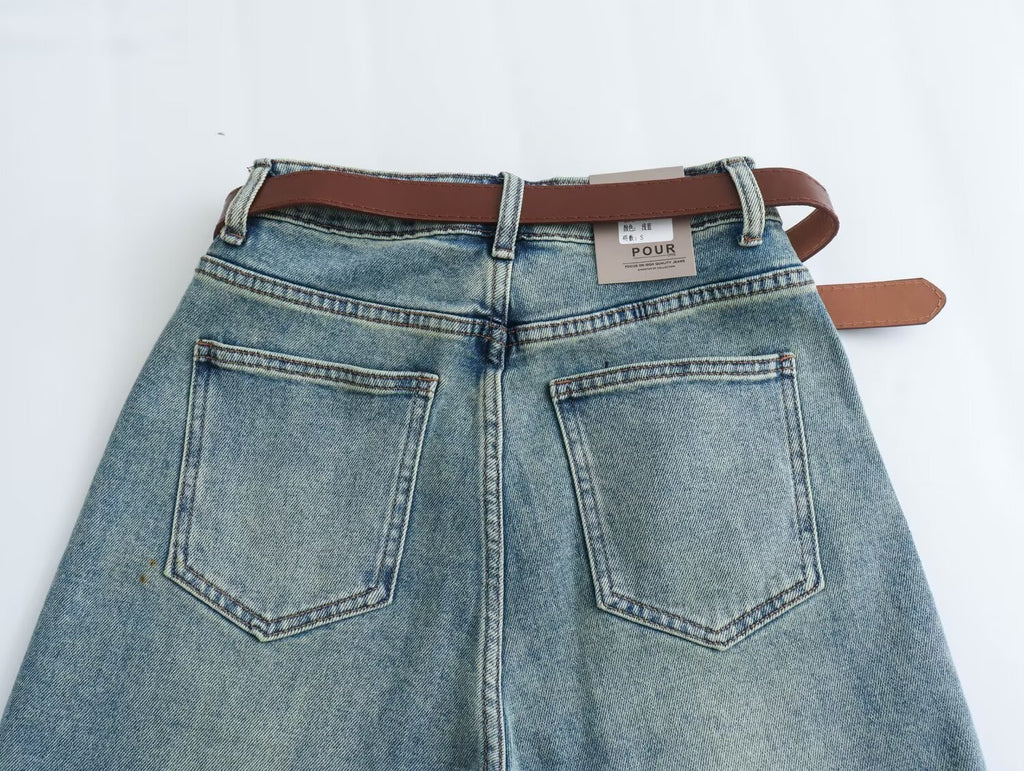 Straight Drooping Retro Jeans Pants