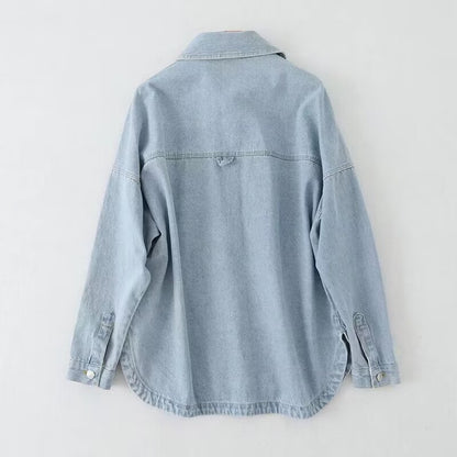 Collared Long Sleeve Denim Shirt