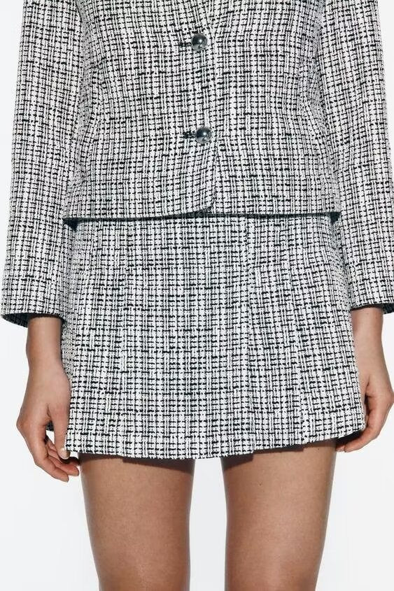 High-Rise Tweed A-Line Skort