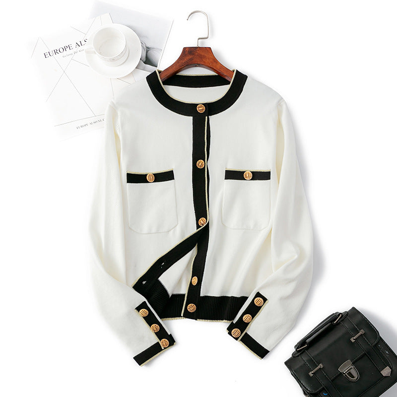 Black & White Classic Knitted Cardigan