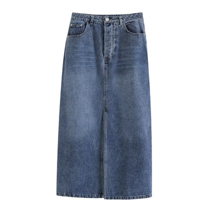 Retro Slit Denim Skirt