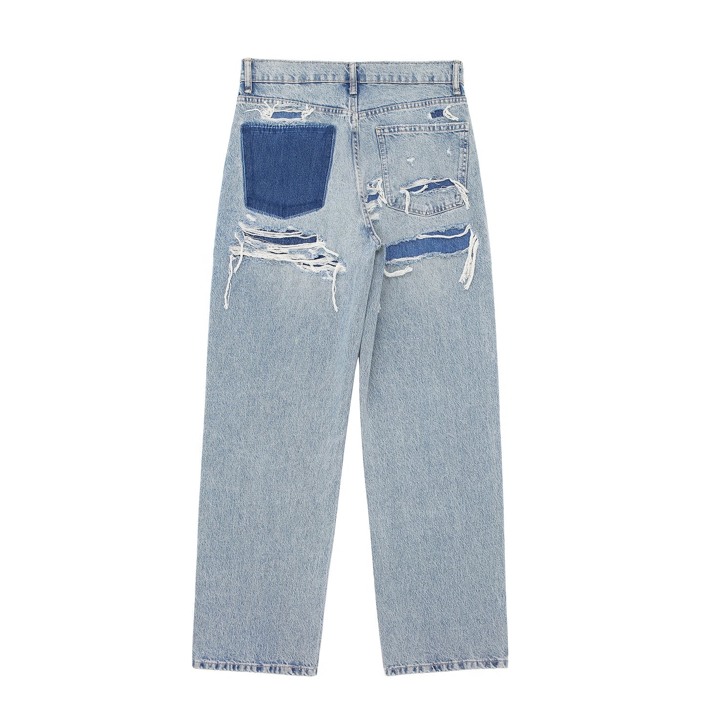 French Ripped Wide Leg Jeans