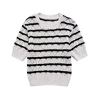 Cropped Striped Knitted Top And Skirt Set