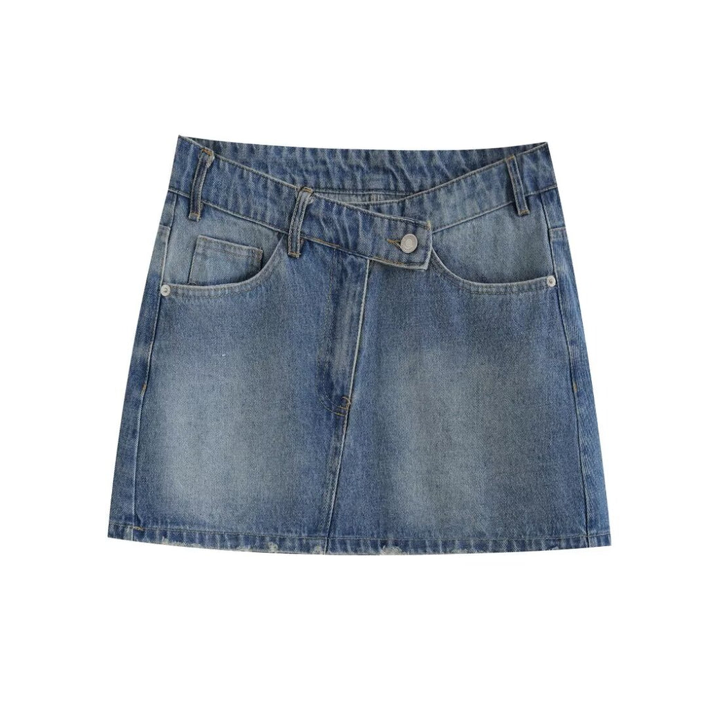 Asymmetric Denim Skirt