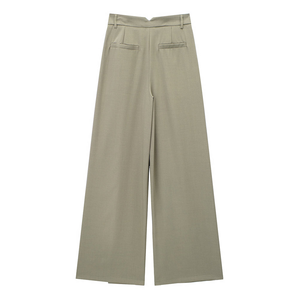 Chic Wide Leg Draping Pleated Pant