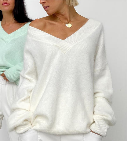 V Neck Mink Like Sweater