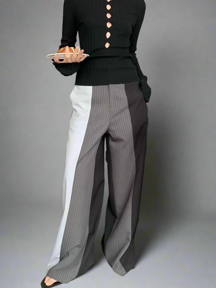 Three Color Wide Leg Pants