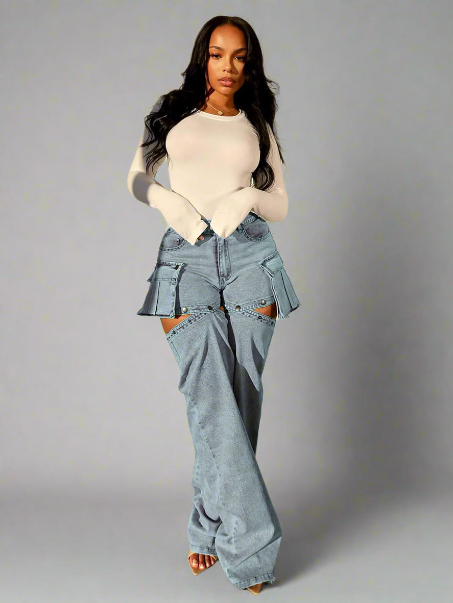 Detachable Hanging Denim Pants