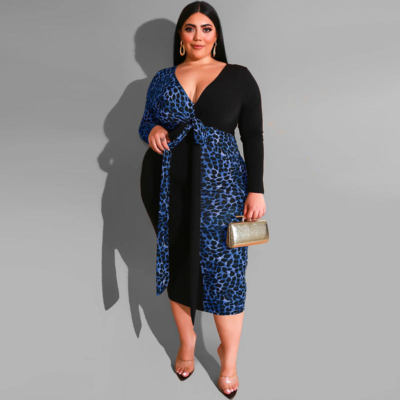 Curve Leopard Print Multicolor Sheath Dress