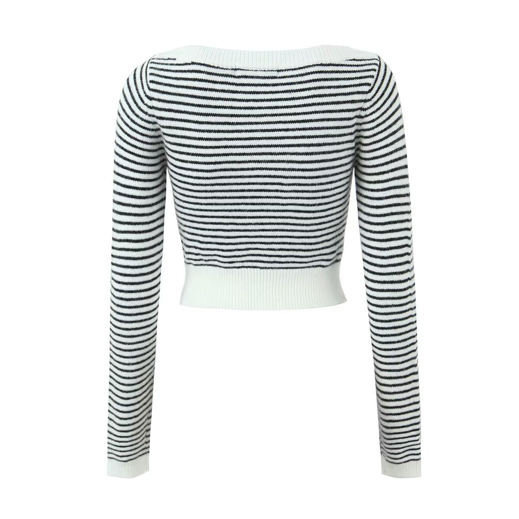 Striped Bottoming Knitted Top