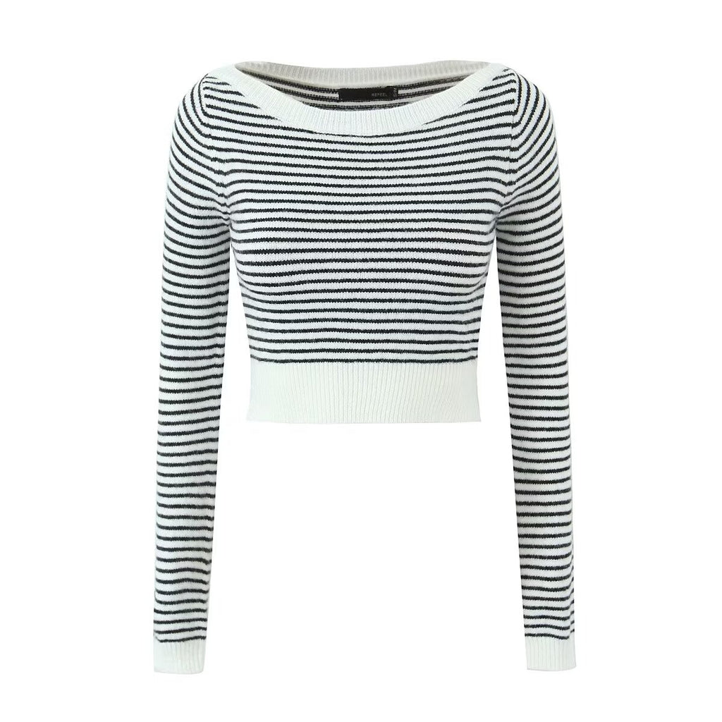 Striped Bottoming Knitted Top