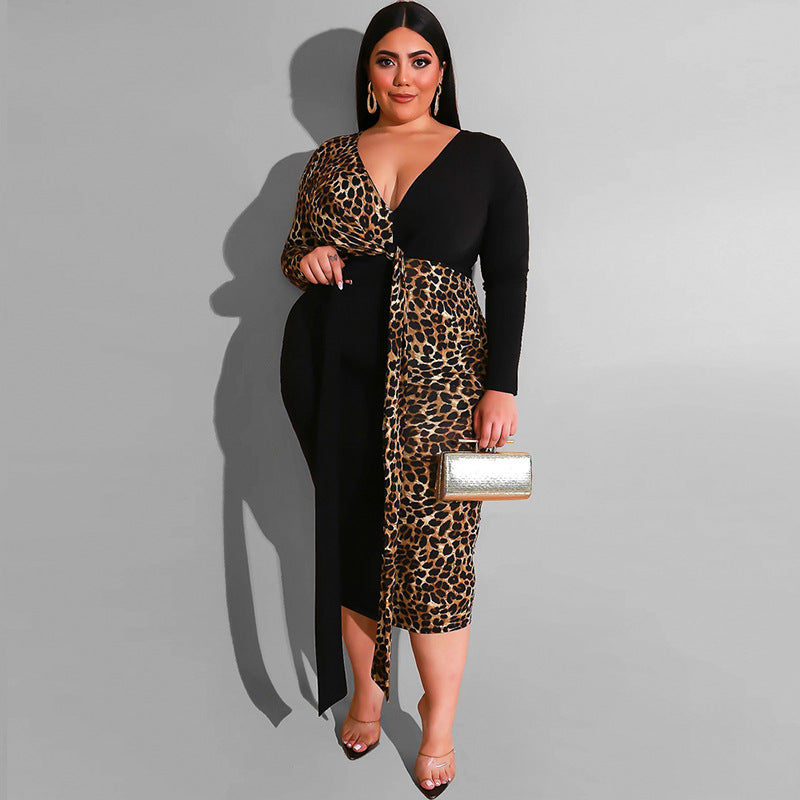 Curve Leopard Print Multicolor Sheath Dress