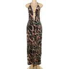 Panthera Halter Backless Leopard Maxi Dress