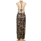 Panthera Halter Backless Leopard Maxi Dress