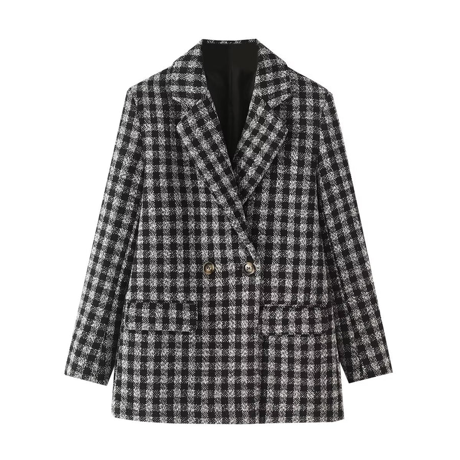 Woolen Plaid Blazer