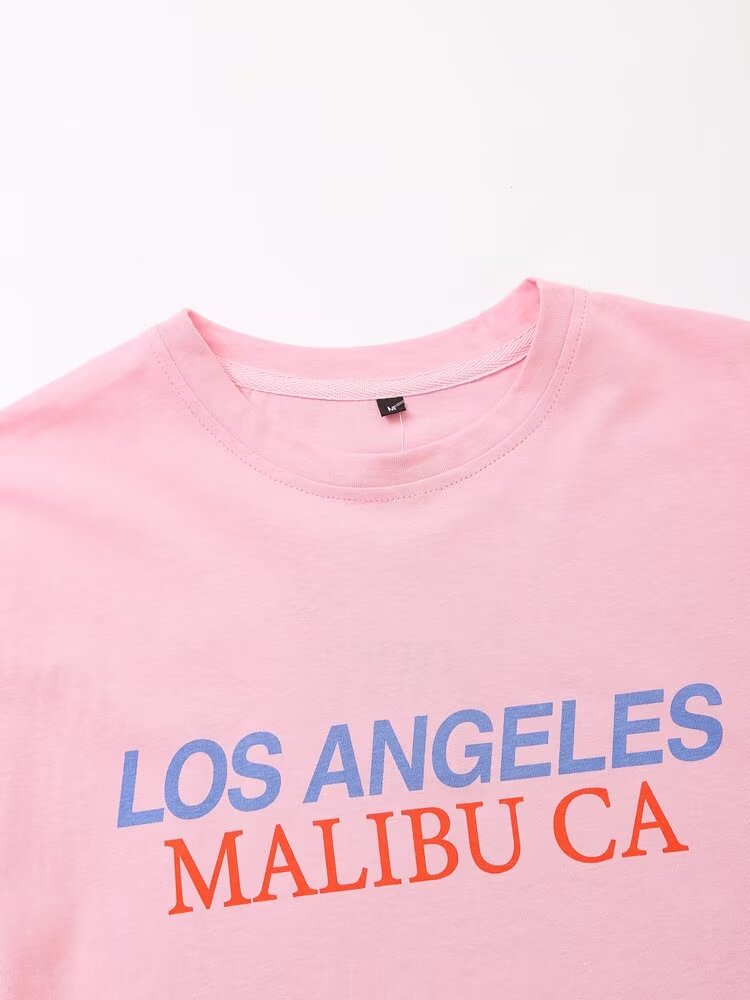 Simple Pink Printed T-Shirt