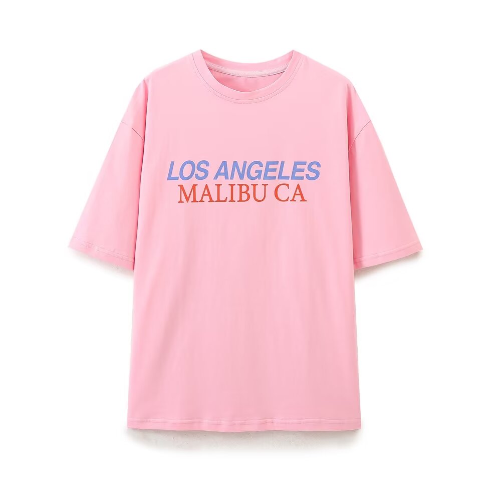 Simple Pink Printed T-Shirt