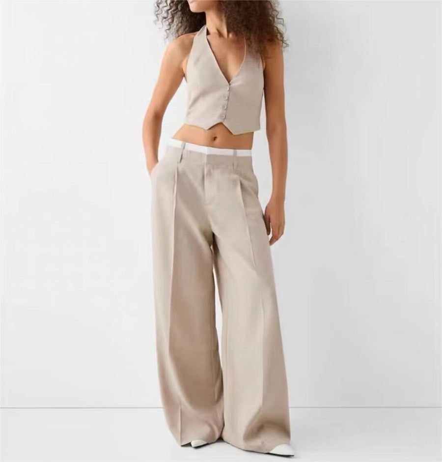 Backless Hanging Collar Matching Vest
