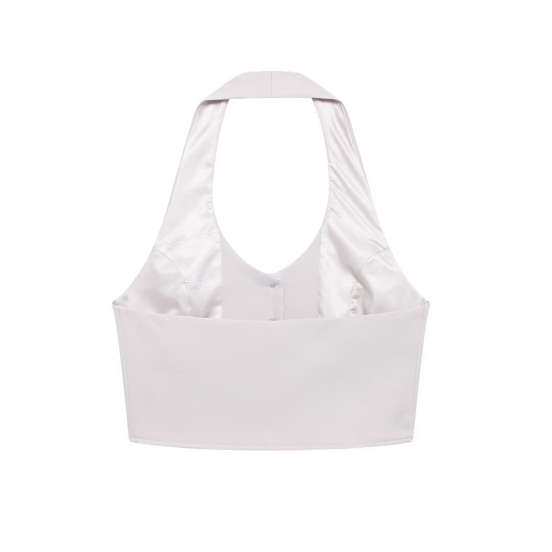 Backless Hanging Collar Matching Vest