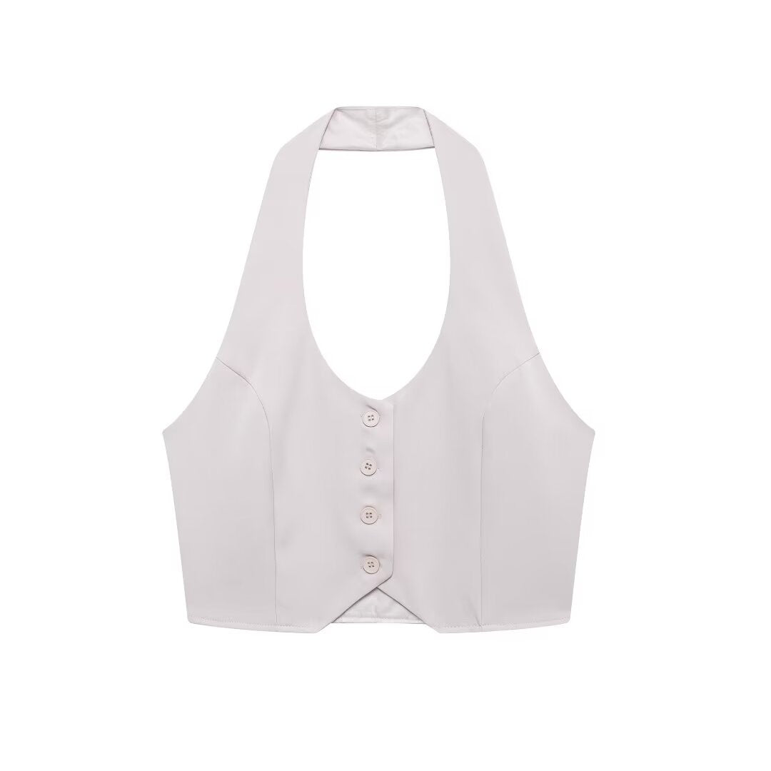 Backless Hanging Collar Matching Vest
