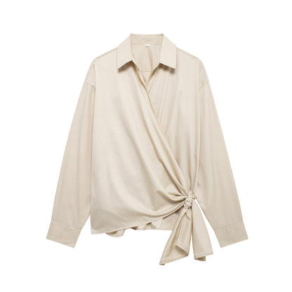 Summer Series Bowknot Decoration Poplin Shirt