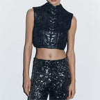 Knitted Metallic Casual Vest Top