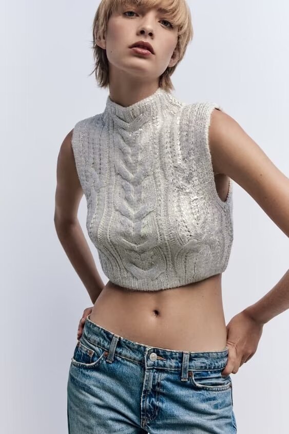 Knitted Metallic Casual Vest Top