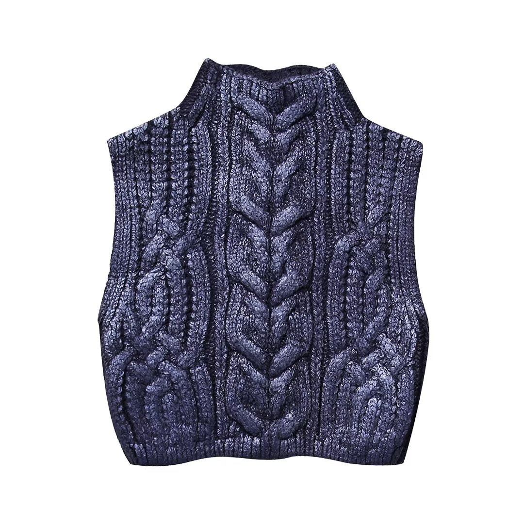 Knitted Metallic Casual Vest Top