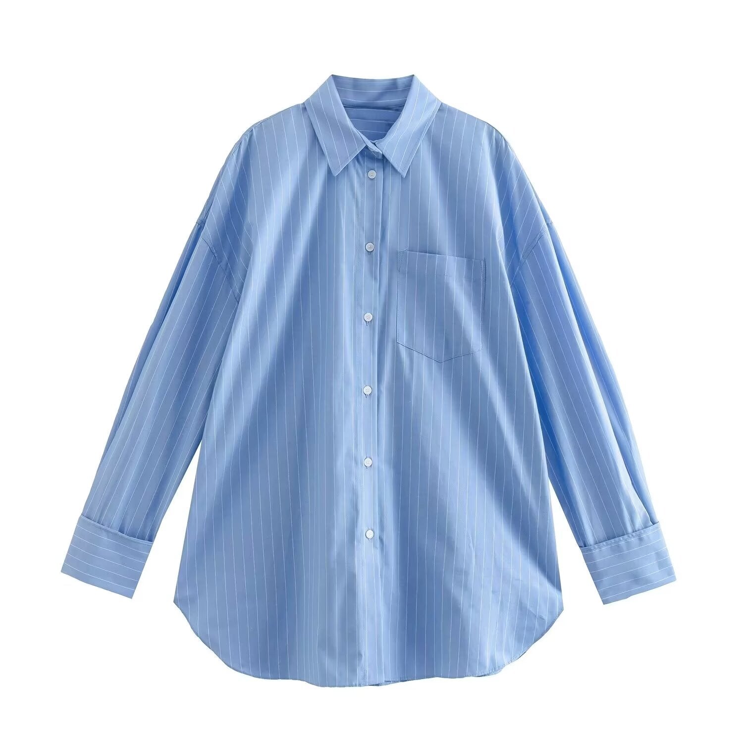 Simple Cotton Striped Long Sleeved Shirt