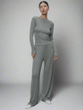 Casual Top & Wide Leg Pants Set