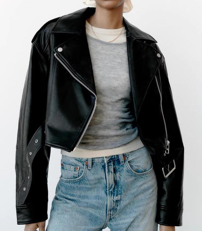 Short Faux Leather Jacket