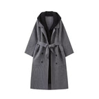 Gray coat with a belt on a white background