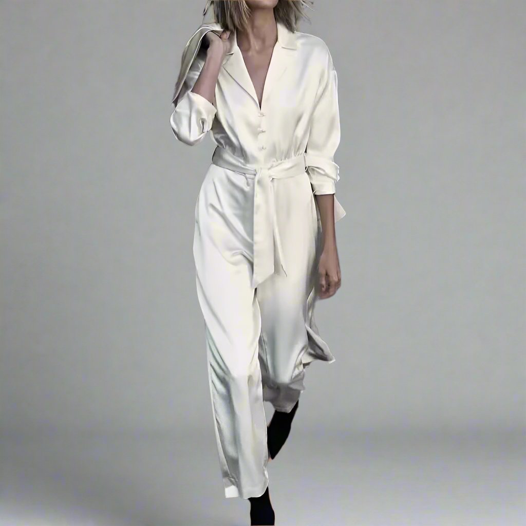 Belt Long Sleeve Jumpsuit