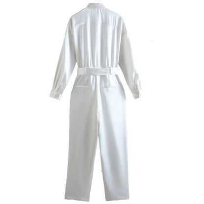 Belt Long Sleeve Jumpsuit